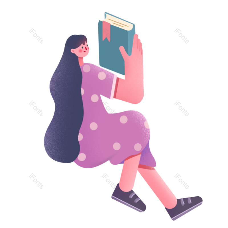 书本图片,上学元素,女孩PNG,读书免抠素材